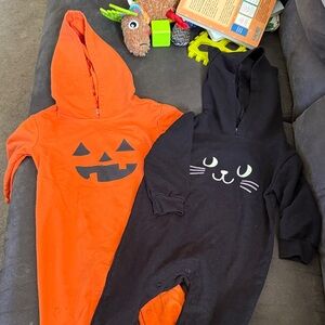 Cat & Jack Orange and Black Halloween Bodysuits